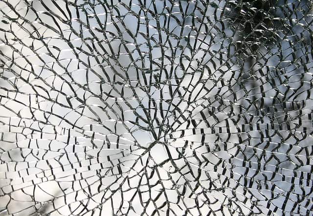 broken fragmented glass